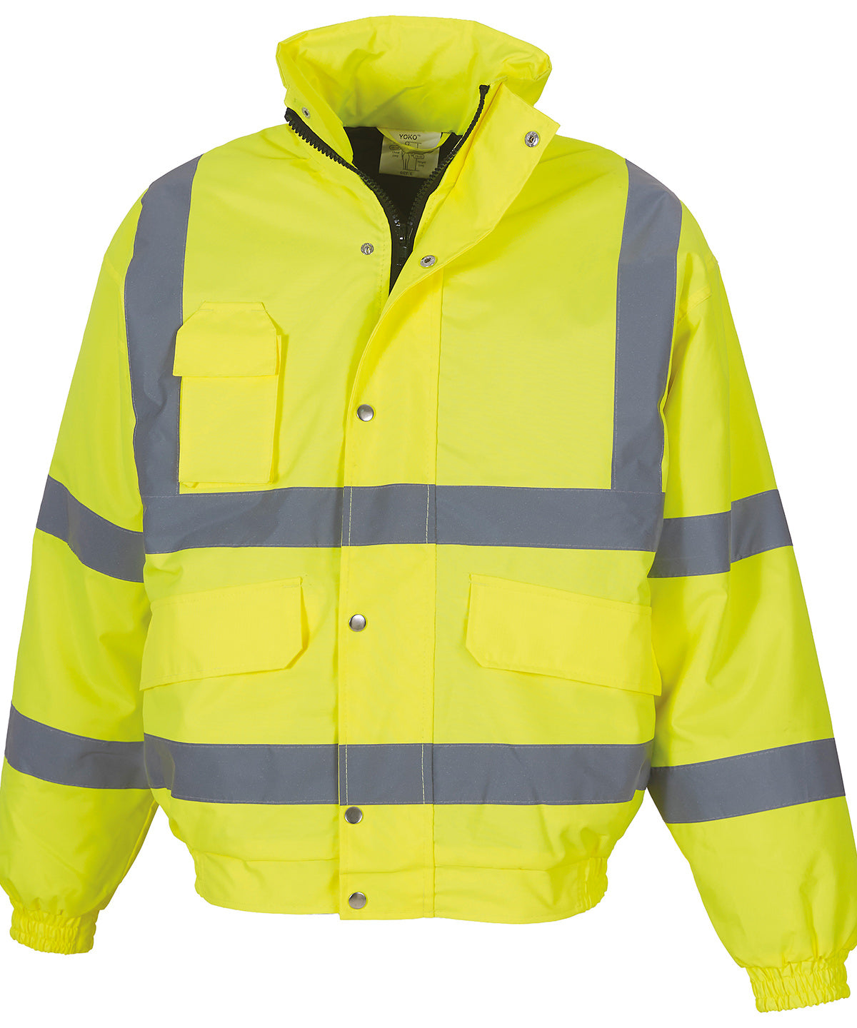 Tryck din logga på Jackor från Yoko - Anpassa Hi-vis klassisk bomberjacka i färgen Mellan gul för företag, föreningar och privatpersoner