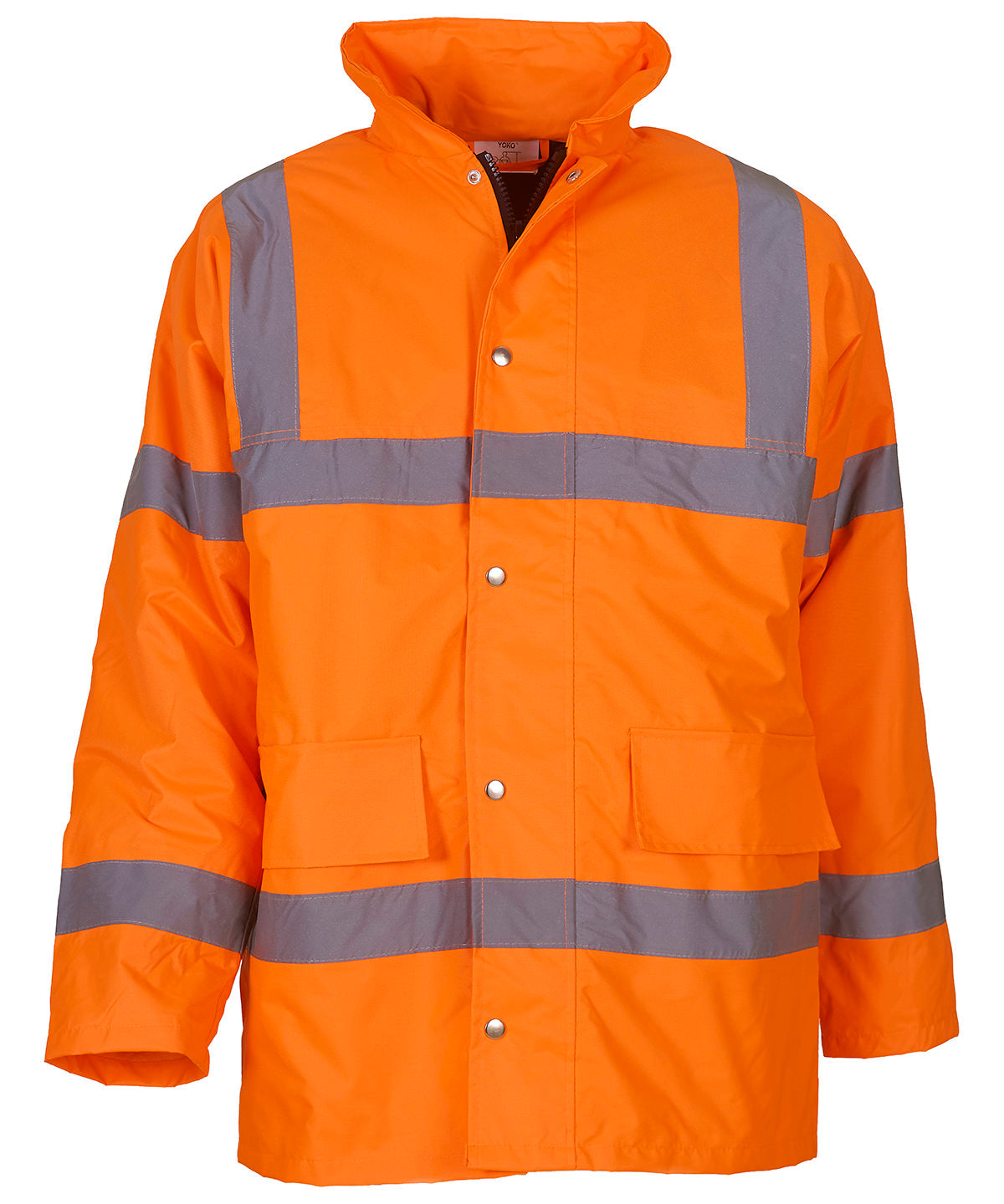 Tryck din logga på Jackor från Yoko - Anpassa Hi-vis klassisk motorvägsjacka i färgen Mellan Orange för företag, föreningar och privatpersoner