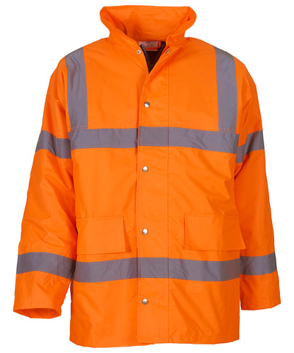 Tryck din logga på Jackor från Yoko - Anpassa Hi-vis klassisk motorvägsjacka i färgen Mellan Orange för företag, föreningar och privatpersoner