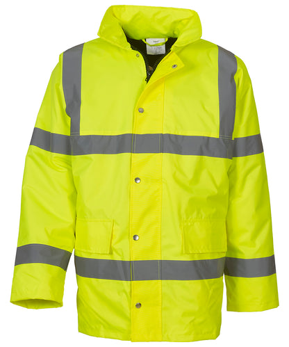 Tryck din logga på Jackor från Yoko - Anpassa Hi-vis klassisk motorvägsjacka i färgen Ljusgul för företag, föreningar och privatpersoner
