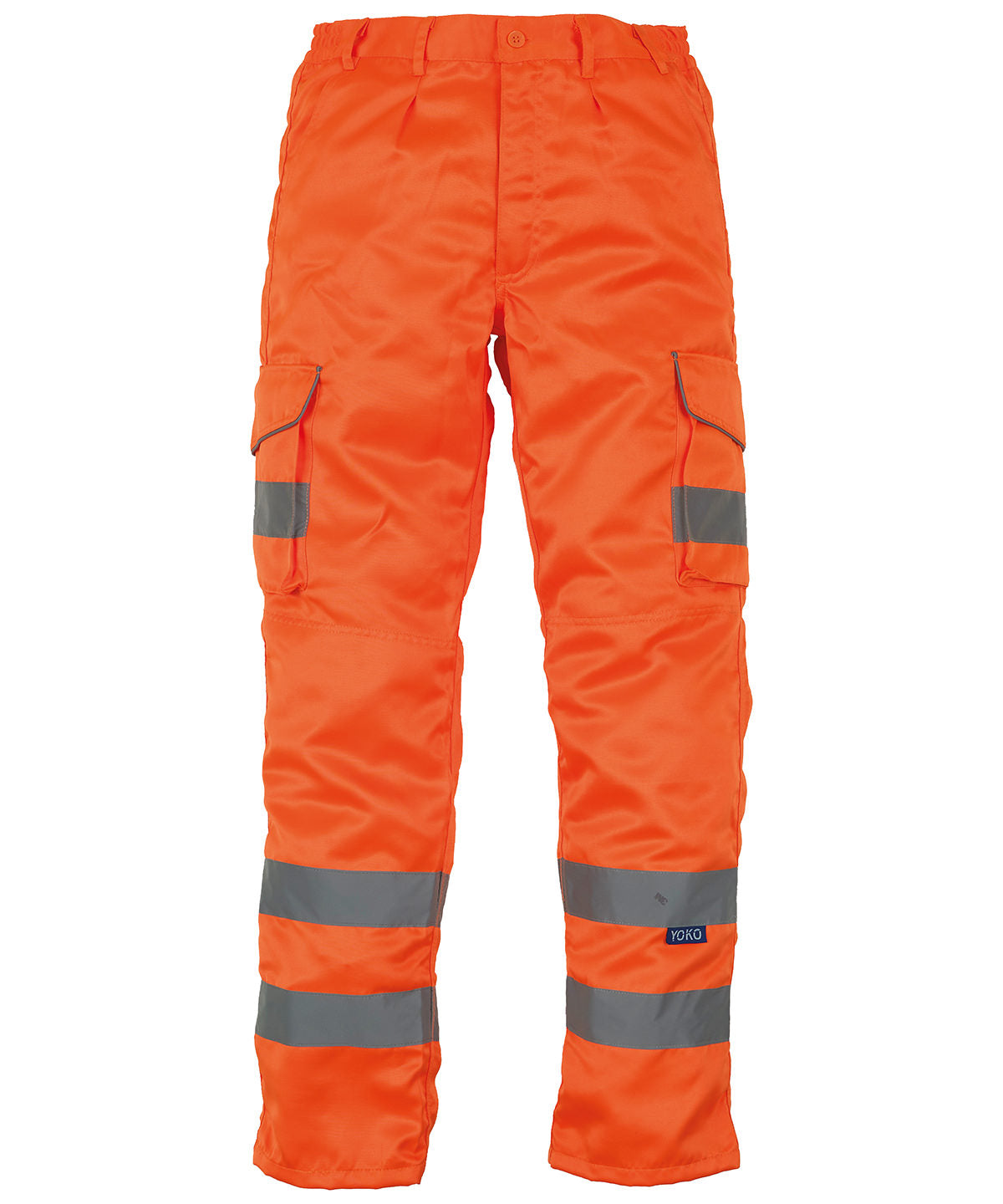 Tryck din logga på Byxor från Yoko - Anpassa Cargobyxa i polycotton med knäskyddsfickor i färgen Mellan Orange för företag, föreningar och privatpersoner