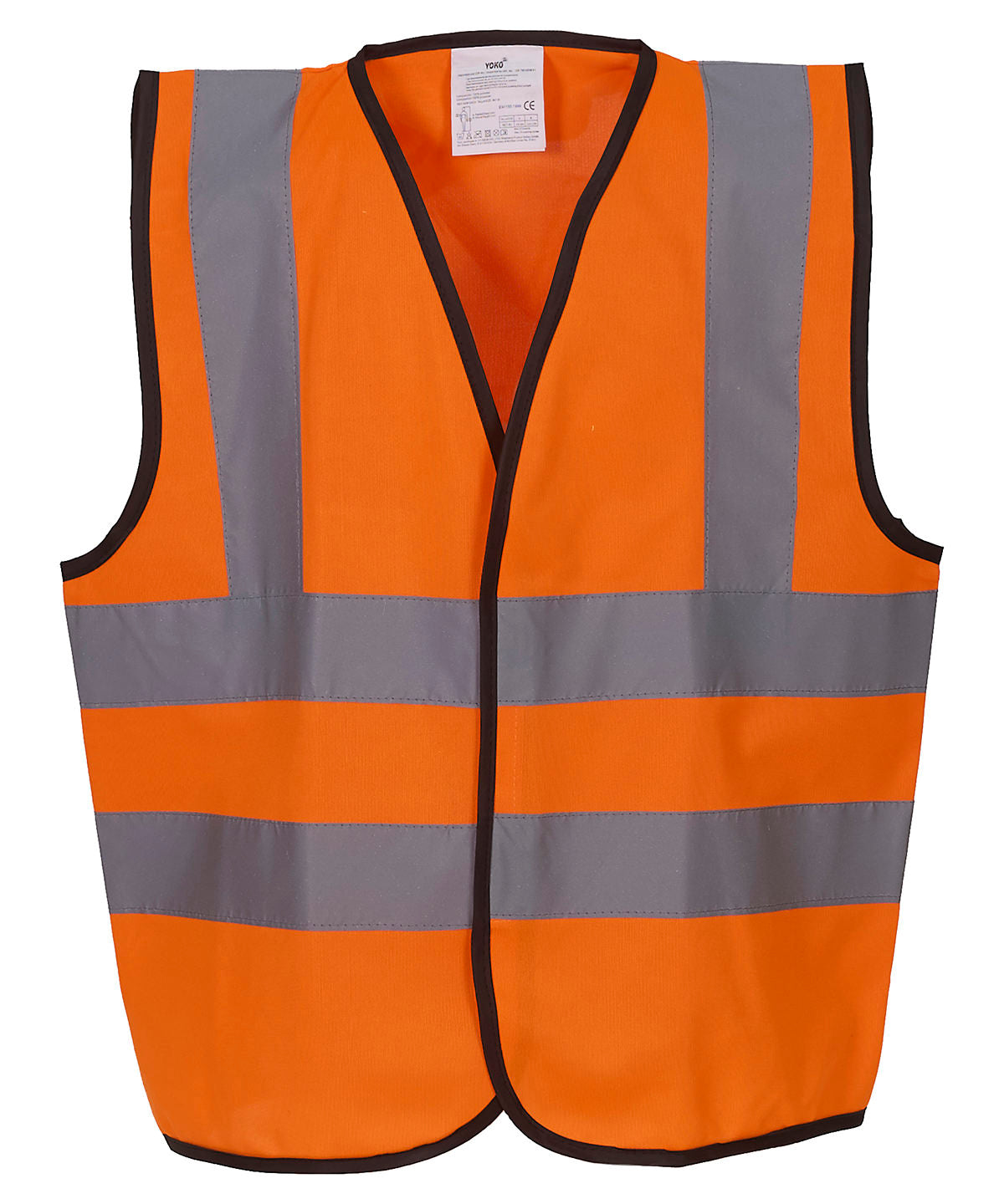 Tryck din logga på Skyddsvästar från Yoko - Anpassa Barn hi-vis 2 b&amp;b väst i färgen Mellan Orange för företag, föreningar och privatpersoner