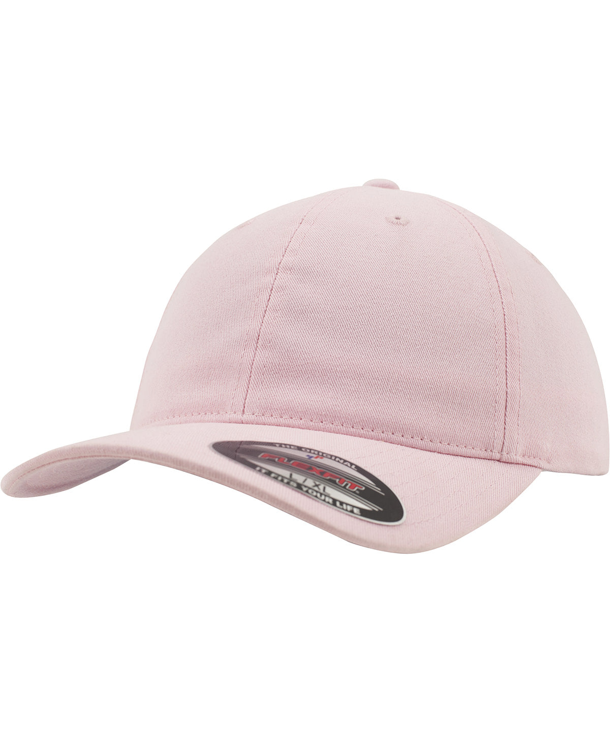 Tryck din logga på Kepsar från Flexfit by Yupoong - Anpassa Flexfit dad hat i tvättad bomull i färgen Ljusrosa för företag, föreningar och privatpersoner