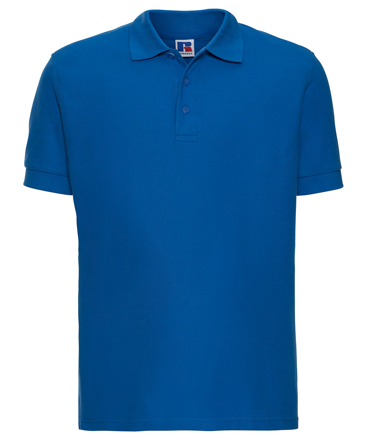 Tryck din logga på Piké från Russell Europe - Anpassa Ultimate Cotton Polo i färgen Mellanblå för företag, föreningar och privatpersoner