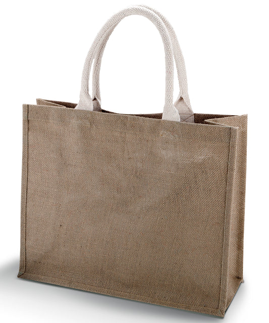 Tryck din logga på Väskor från KiMood - Anpassa Jute Beach Bag i färgen Mellanbrun One Size för företag, föreningar och privatpersoner