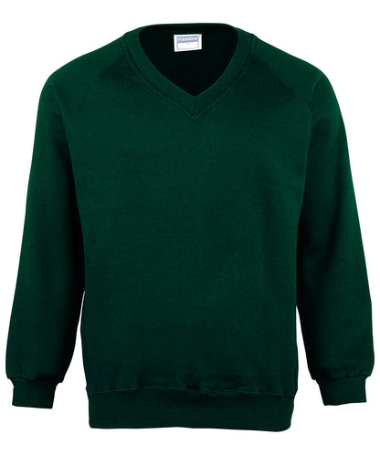 Tryck din logga på Sweatshirts från Maddins - Anpassa Barn Coloursure v-ringad tröja i färgen Djup grön för företag, föreningar och privatpersoner