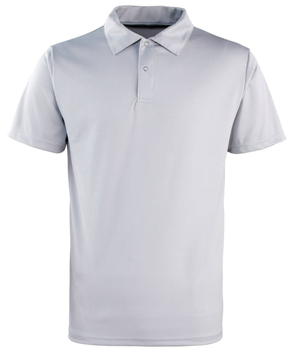 Tryck din logga på Piké från Premier - Anpassa Coolchecker Polo with Pop Studs i färgen Silver för företag, föreningar och privatpersoner