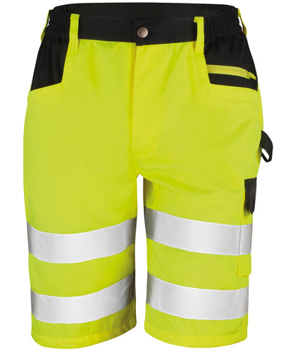 Tryck din logga på Shorts från Result Safeguard - Anpassa Cargo shorts för säkerhet i färgen Ljusgul för företag, föreningar och privatpersoner