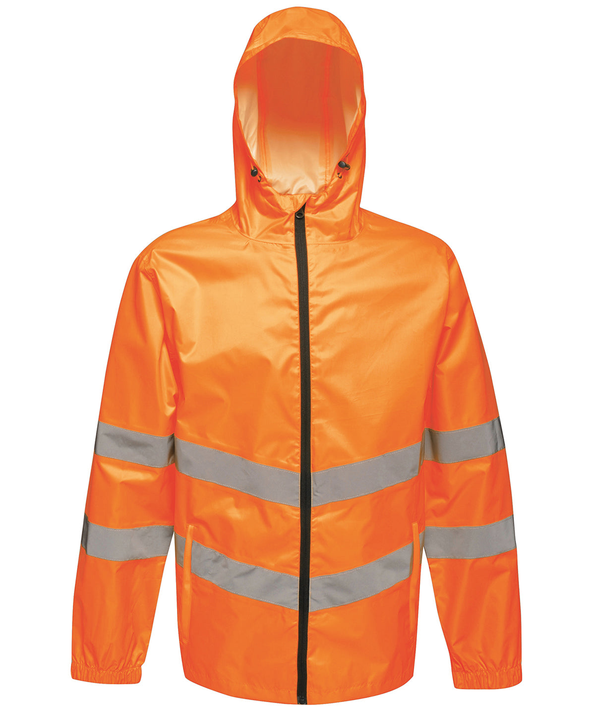 Tryck din logga på Jackor från Regatta High Visibility - Anpassa High-vis pro pack-away jacka i färgen Mellan Orange för företag, föreningar och privatpersoner