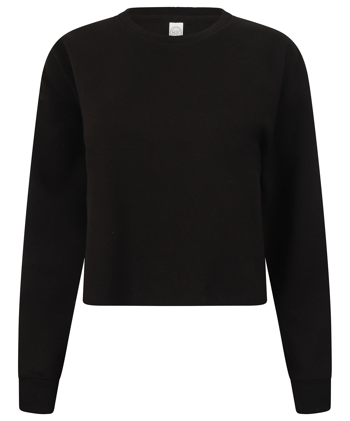 Tryck din logga på Sweatshirts från SF - Anpassa SF Dam - Cropped Slounge Sweat för damer i färgen Svart för företag, föreningar och privatpersoner