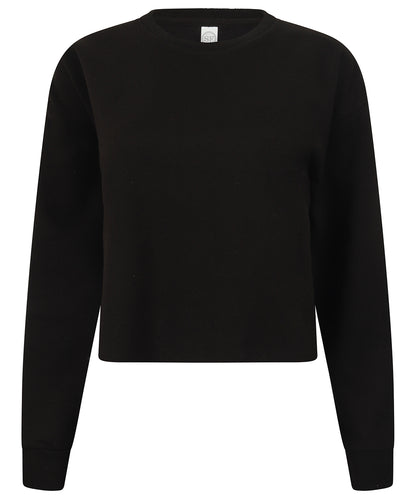 Tryck din logga på Sweatshirts från SF - Anpassa SF Dam - Cropped Slounge Sweat för damer i färgen Svart för företag, föreningar och privatpersoner