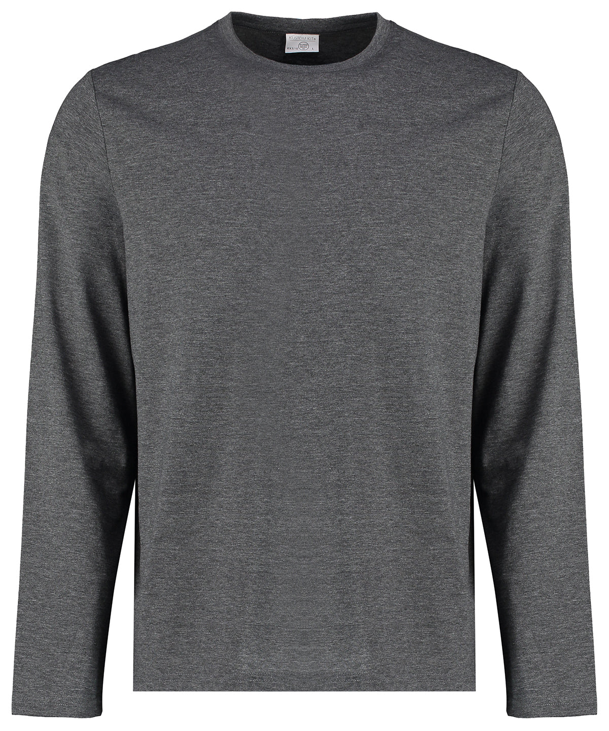Tryck din logga på T-shirts från Kustom Kit - Anpassa Long Sleeve Superwash 60C T-Shirt - Herr i färgen Mörkgrå för företag, föreningar och privatpersoner