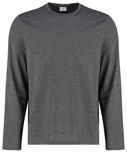 Tryck din logga på T-shirts från Kustom Kit - Anpassa Long Sleeve Superwash 60C T-Shirt - Herr i färgen Mörkgrå för företag, föreningar och privatpersoner