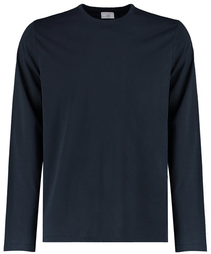 Tryck din logga på T-shirts från Kustom Kit - Anpassa Long Sleeve Superwash 60C T-Shirt - Herr i färgen Marinblå för företag, föreningar och privatpersoner