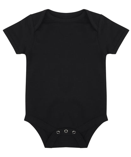 Tryck din logga på Bodys från Larkwood - Anpassa Essential kortärmad bodysuit i färgen Svart för företag, föreningar och privatpersoner