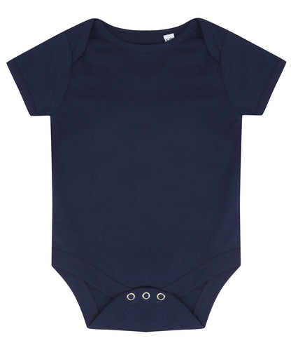 Tryck din logga på Bodys från Larkwood - Anpassa Essential kortärmad bodysuit i färgen Marinblå för företag, föreningar och privatpersoner