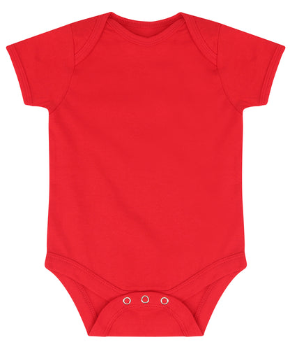Tryck din logga på Bodys från Larkwood - Anpassa Essential kortärmad bodysuit i färgen Mellan röd för företag, föreningar och privatpersoner