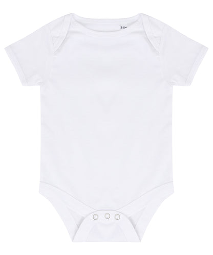 Tryck din logga på Bodys från Larkwood - Anpassa Essential kortärmad bodysuit i färgen Vit för företag, föreningar och privatpersoner
