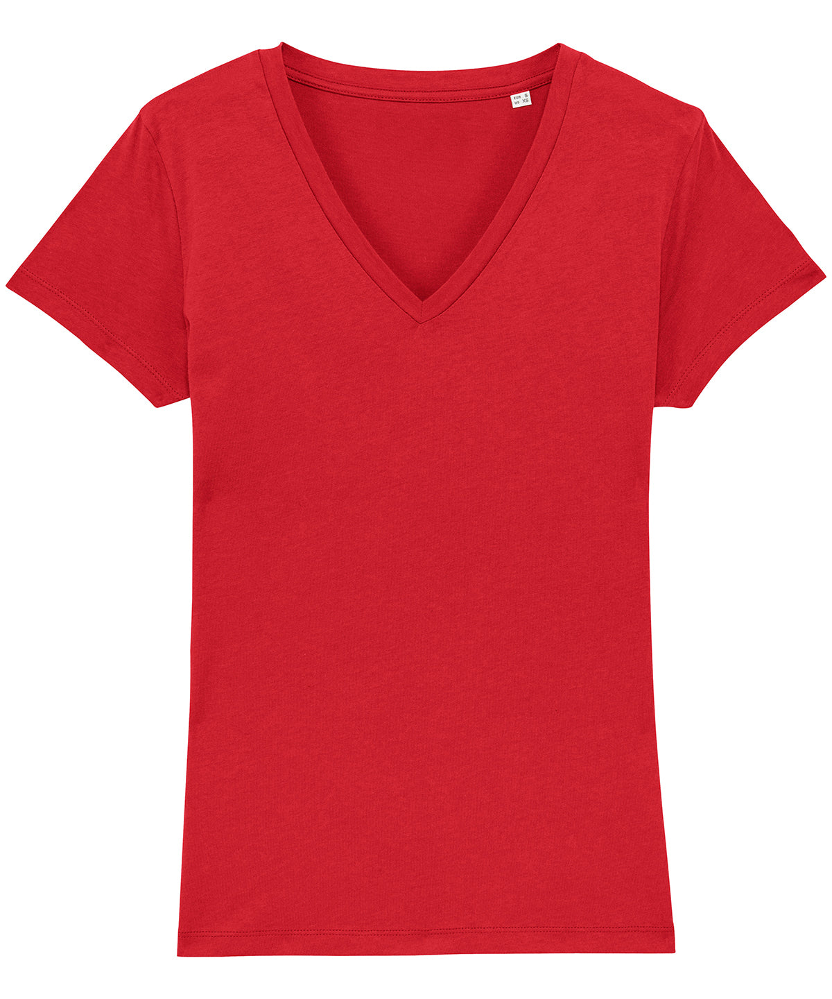 Tryck din logga på T-shirts från Stanley/Stella - Anpassa Stella Evoker V-ringad T-shirt – Dam i färgen Mellan röd för företag, föreningar och privatpersoner