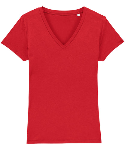 Tryck din logga på T-shirts från Stanley/Stella - Anpassa Stella Evoker V-ringad T-shirt – Dam i färgen Mellan röd för företag, föreningar och privatpersoner