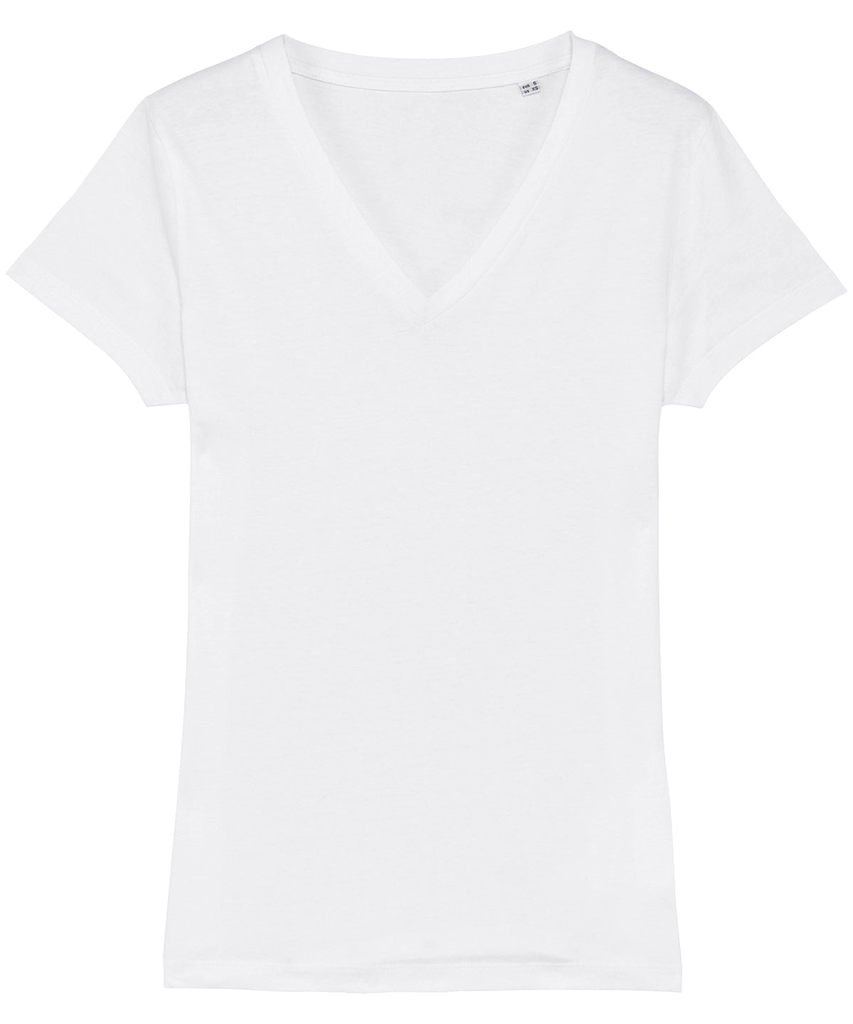 Tryck din logga på T-shirts från Stanley/Stella - Anpassa Stella Evoker V-ringad T-shirt – Dam i färgen Vit för företag, föreningar och privatpersoner