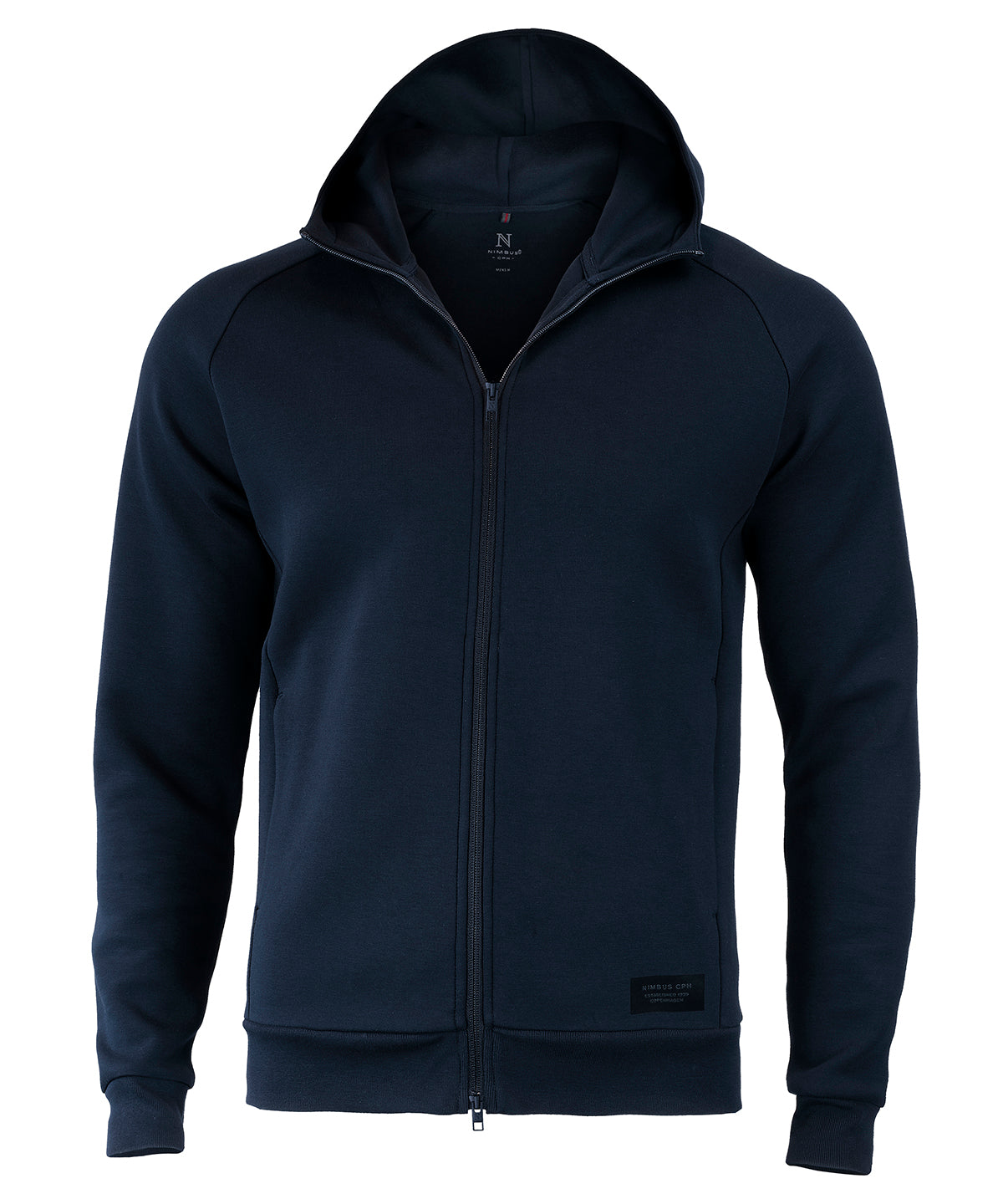 Tryck din logga på Hoodies från Nimbus - Anpassa Nimbus - Hampton Premium Dubbelvikt Huvtröja i färgen Marinblå för företag, föreningar och privatpersoner