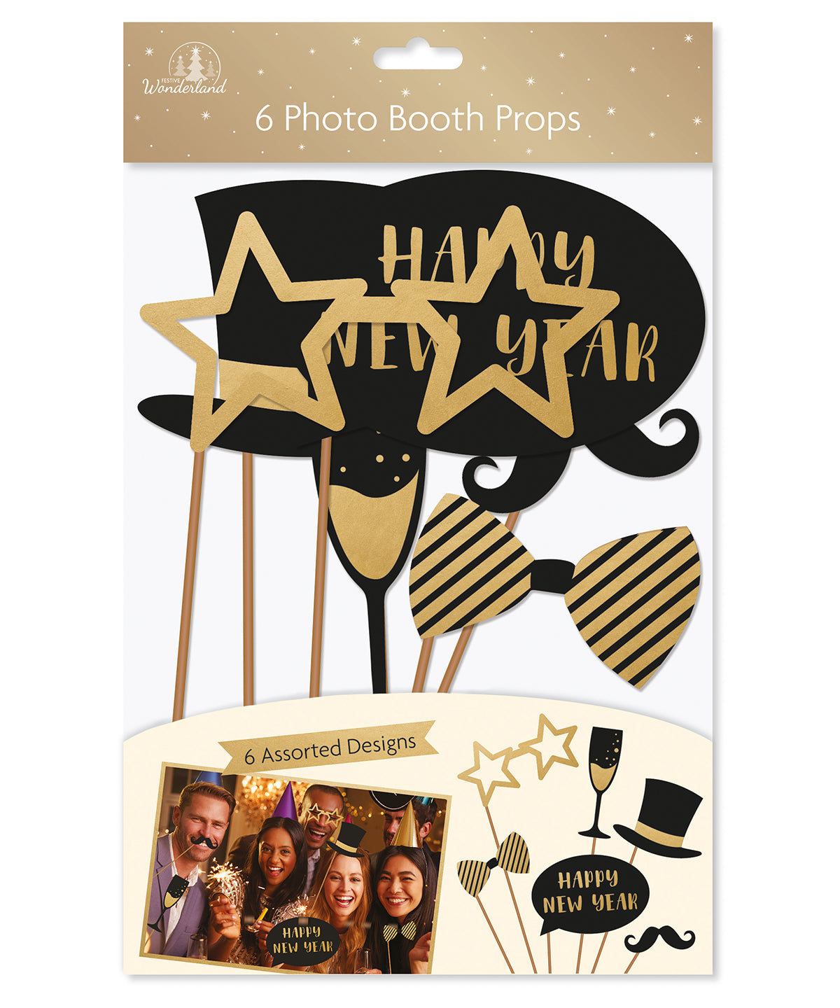 Tryck din logga på Presenter från The Christmas Shop - Anpassa 6 rekvisita för nyårsfoto i färgen Mångfärgad One Size för företag, föreningar och privatpersoner