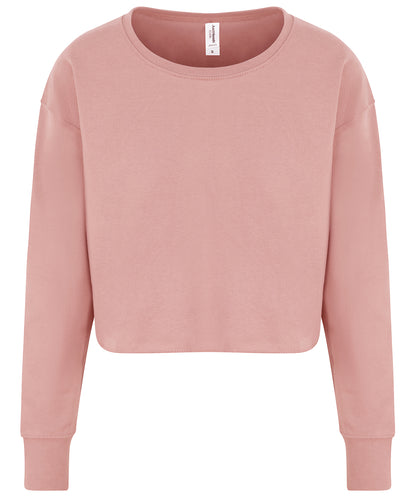 Tryck din logga på Sweatshirts från AWDis Just Hoods - Anpassa AWDis - Croppad Sweatshirt/Dam i färgen Ljusrosa för företag, föreningar och privatpersoner