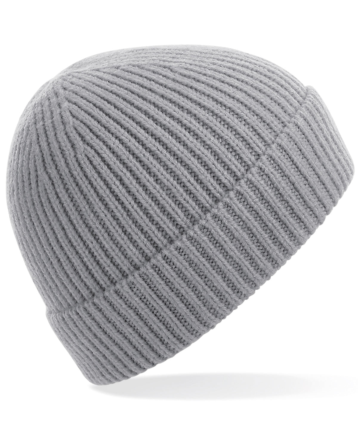 Tryck din logga på Mössor från Beechfield - Anpassa Mössa i ribbstickad Engineered knit i färgen Ljusgrå One Size för företag, föreningar och privatpersoner