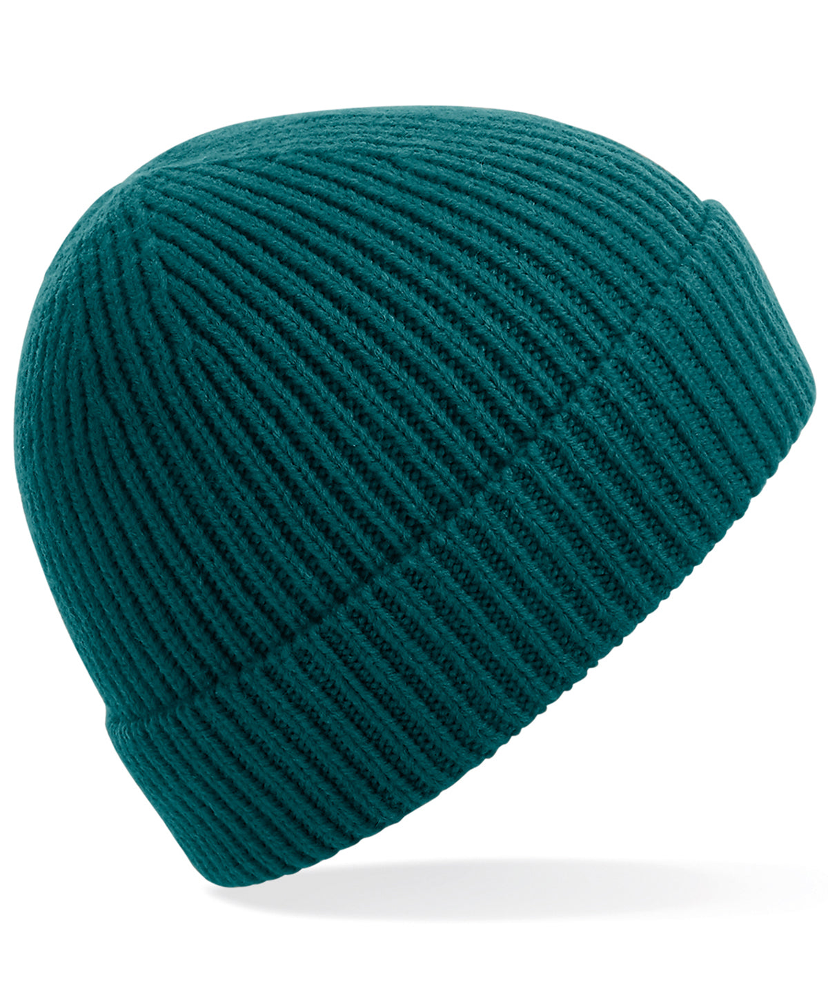 Tryck din logga på Mössor från Beechfield - Anpassa Mössa i ribbstickad Engineered knit i färgen Teal One Size för företag, föreningar och privatpersoner