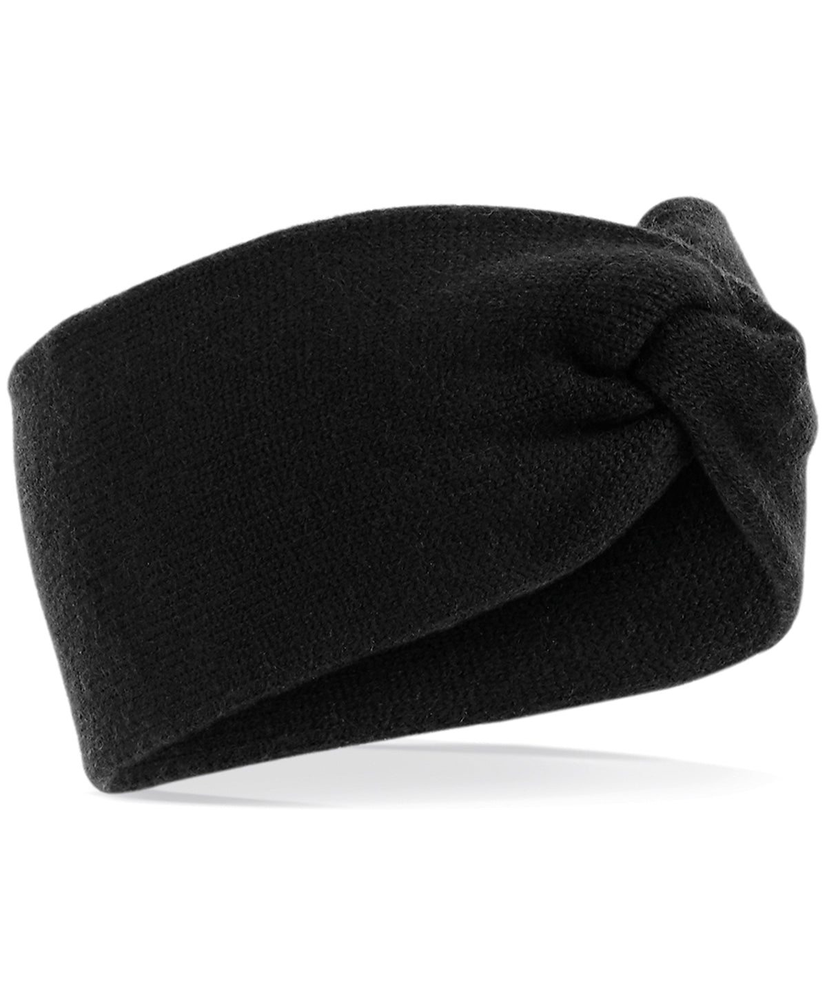 Tryck din logga på Pannband från Beechfield - Anpassa Twist stickat pannband i färgen Svart One Size för företag, föreningar och privatpersoner