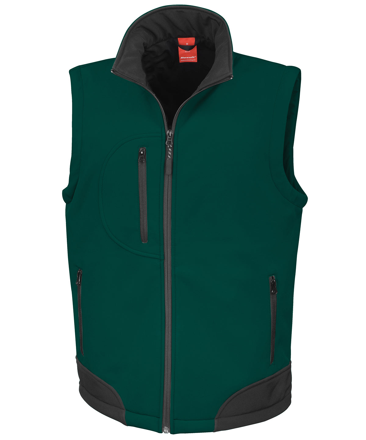 Tryck din logga på Termovästar från Result - Anpassa Bodywarmer i softshell i färgen Mörkgrön för företag, föreningar och privatpersoner
