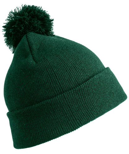 Tryck din logga på Mössor från Result Winter Essentials - Anpassa Junior pom pom-mössa i färgen Djup grön One Size för företag, föreningar och privatpersoner