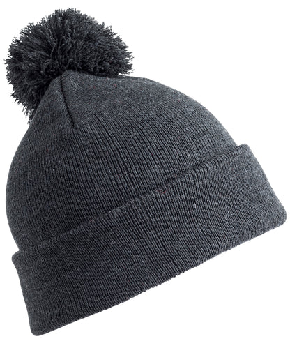 Tryck din logga på Mössor från Result Winter Essentials - Anpassa Junior pom pom-mössa i färgen Mörkgrå One Size för företag, föreningar och privatpersoner