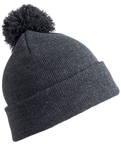 Tryck din logga på Mössor från Result Winter Essentials - Anpassa Pom pom-mössa i färgen Mörkgrå One Size för företag, föreningar och privatpersoner
