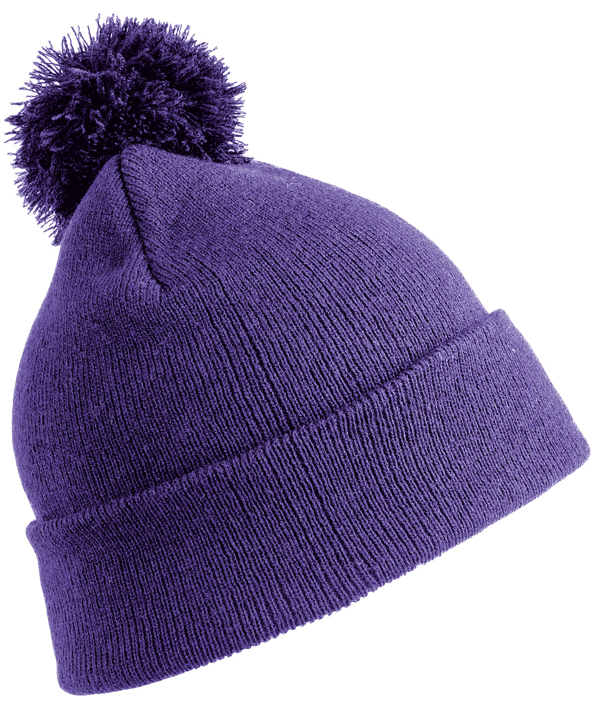 Tryck din logga på Mössor från Result Winter Essentials - Anpassa Pom pom-mössa i färgen Mellanlila One Size för företag, föreningar och privatpersoner