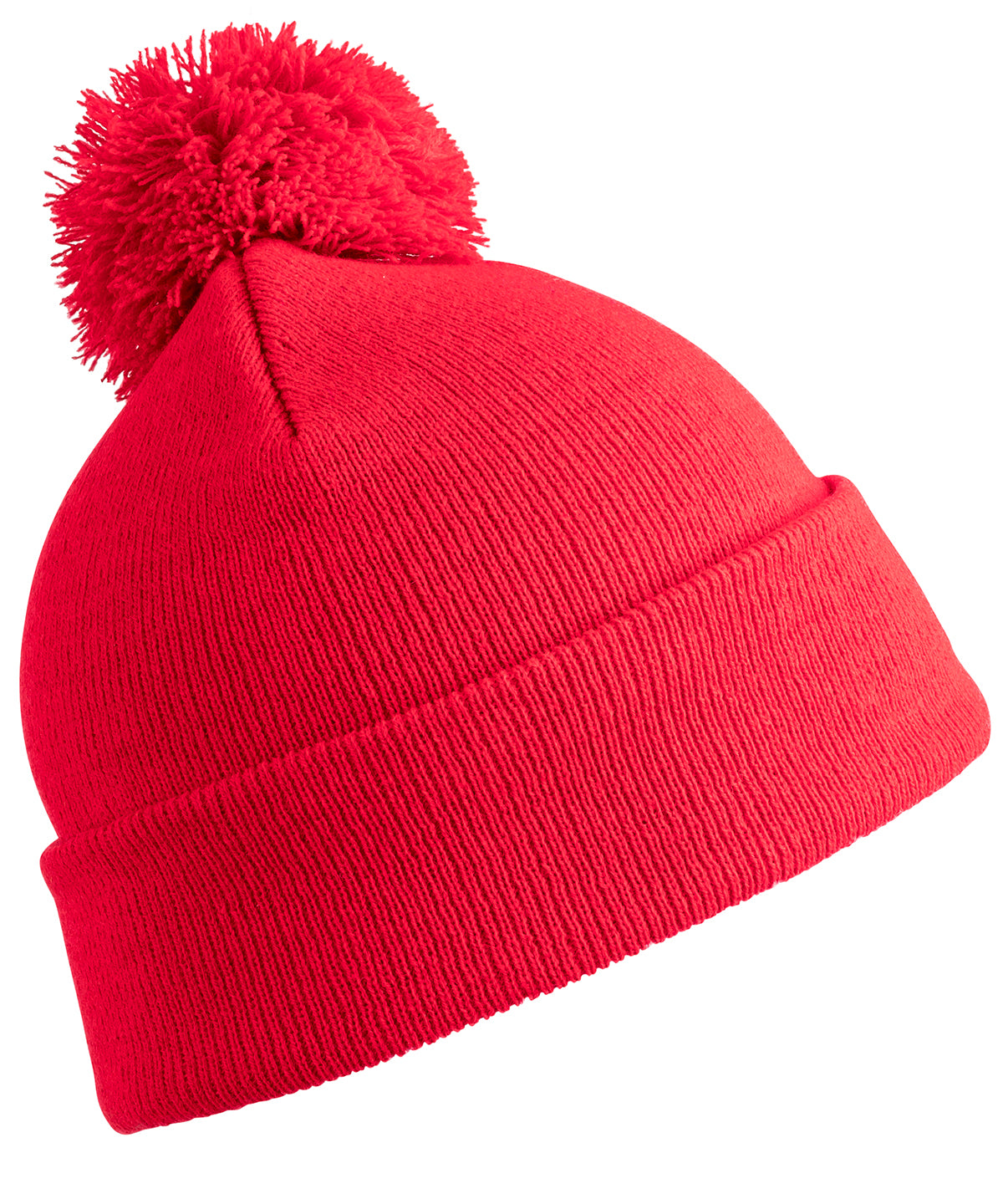 Tryck din logga på Mössor från Result Winter Essentials - Anpassa Pom pom-mössa i färgen Mellan röd One Size för företag, föreningar och privatpersoner