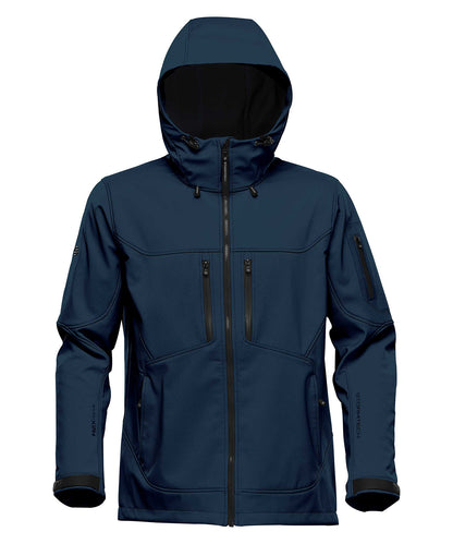 Tryck din logga på Softshelljackor från Stormtech - Anpassa Epsilon 2 softshell i färgen Marinblå för företag, föreningar och privatpersoner