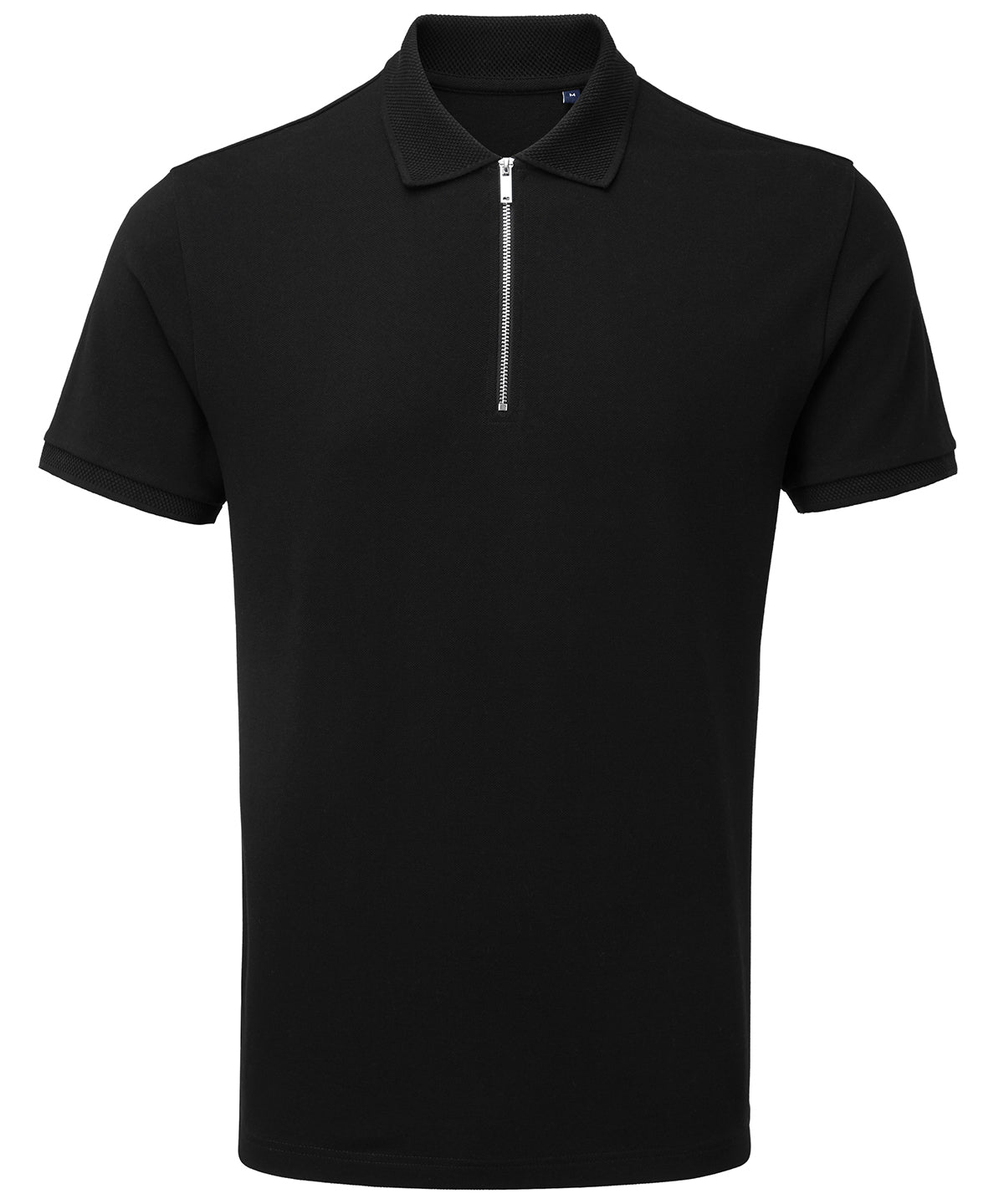 Tryck din logga på Piké från Asquith & Fox - Anpassa Polo with Zip & Jacquard Collar i färgen Svart för företag, föreningar och privatpersoner