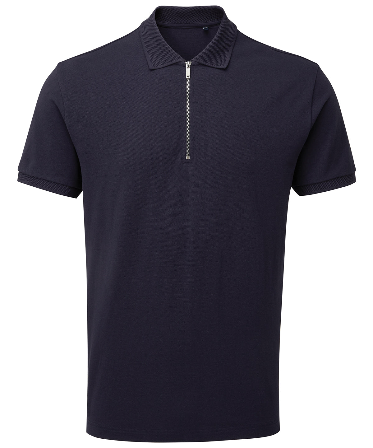Tryck din logga på Piké från Asquith & Fox - Anpassa Polo with Zip & Jacquard Collar i färgen Marinblå för företag, föreningar och privatpersoner