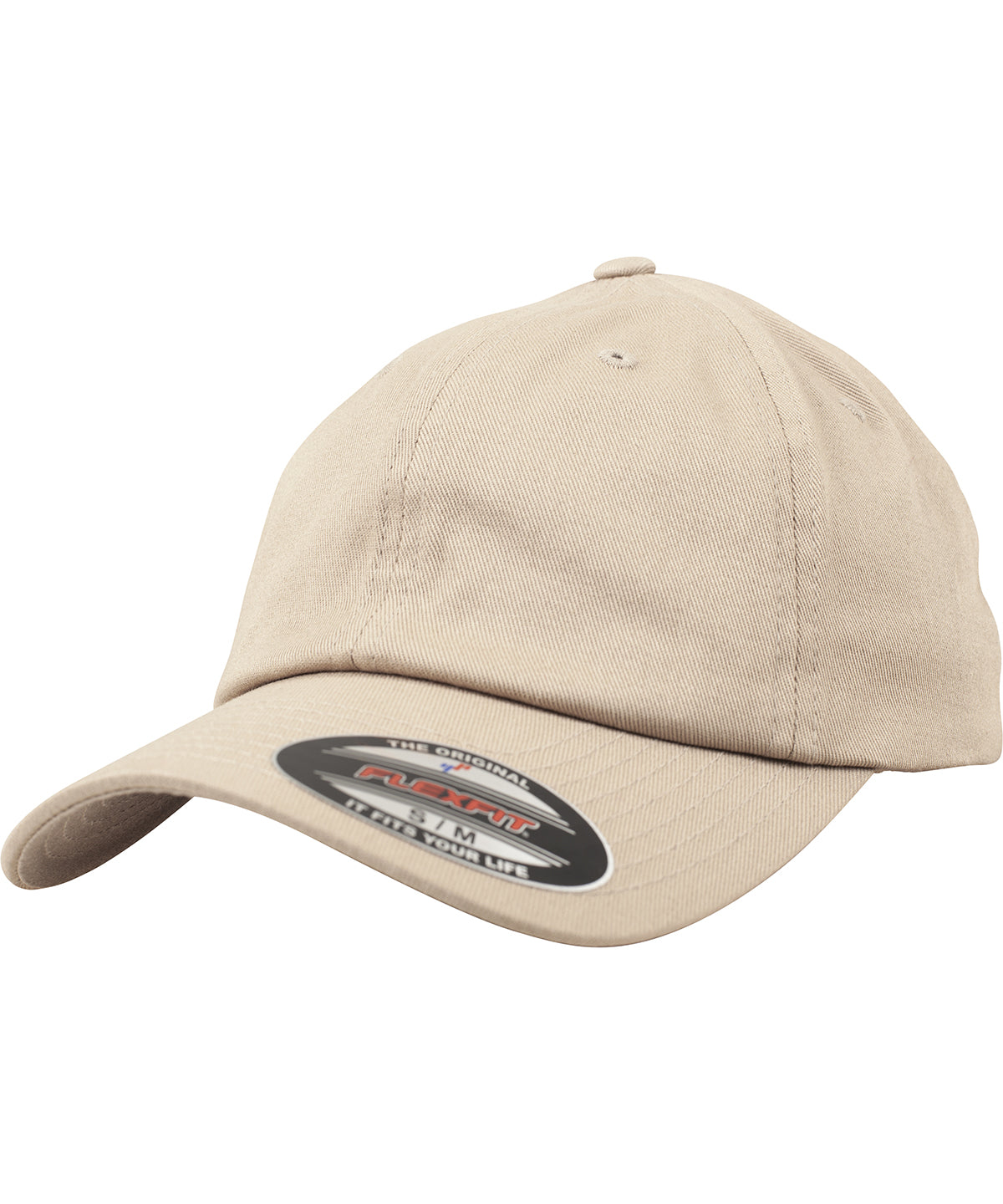 Tryck din logga på Kepsar från Flexfit by Yupoong - Anpassa Flexfit dad cap i bomullstwill i färgen Khaki för företag, föreningar och privatpersoner
