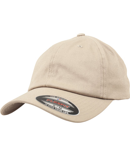 Tryck din logga på Kepsar från Flexfit by Yupoong - Anpassa Flexfit dad cap i bomullstwill i färgen Khaki för företag, föreningar och privatpersoner