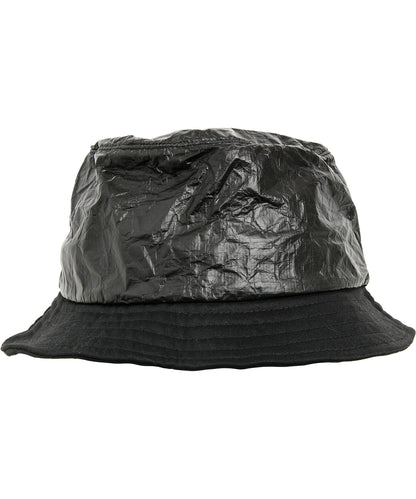 Tryck din logga på Hattar från Flexfit by Yupoong - Anpassa Hatt med bucket av skrynkligt papper i färgen Svart One Size för företag, föreningar och privatpersoner
