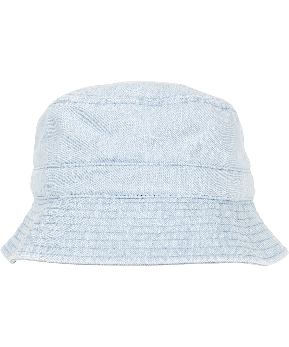 Tryck din logga på Hattar från Flexfit by Yupoong - Anpassa Hatt med bucket i denim i färgen Ljusblå One Size för företag, föreningar och privatpersoner