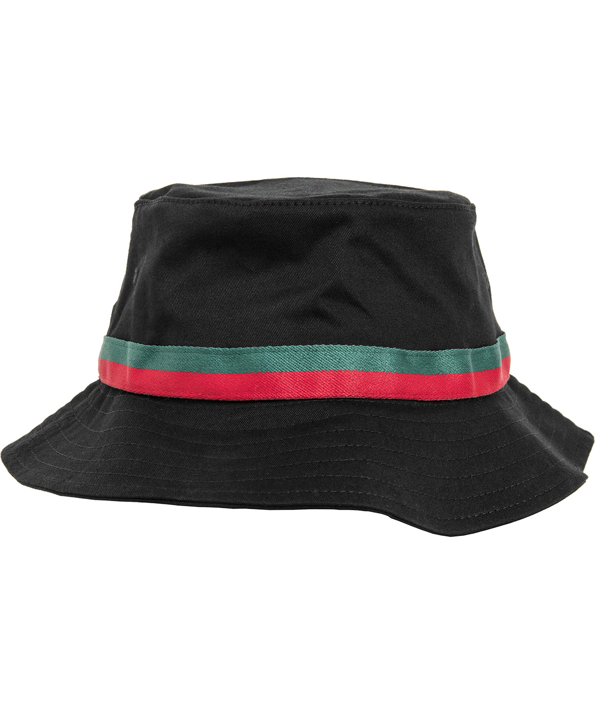 Tryck din logga på Hattar från Flexfit by Yupoong - Anpassa Hatt med randig bucket i färgen Svart One Size för företag, föreningar och privatpersoner
