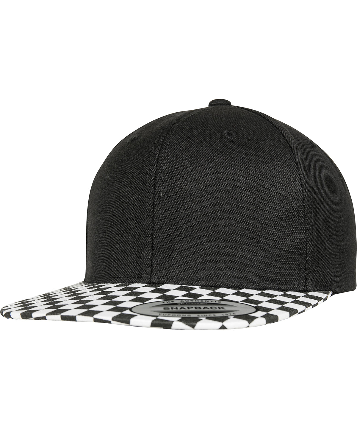 Tryck din logga på Kepsar från Flexfit by Yupoong - Anpassa Checkerboard snapback i färgen Svart One Size för företag, föreningar och privatpersoner