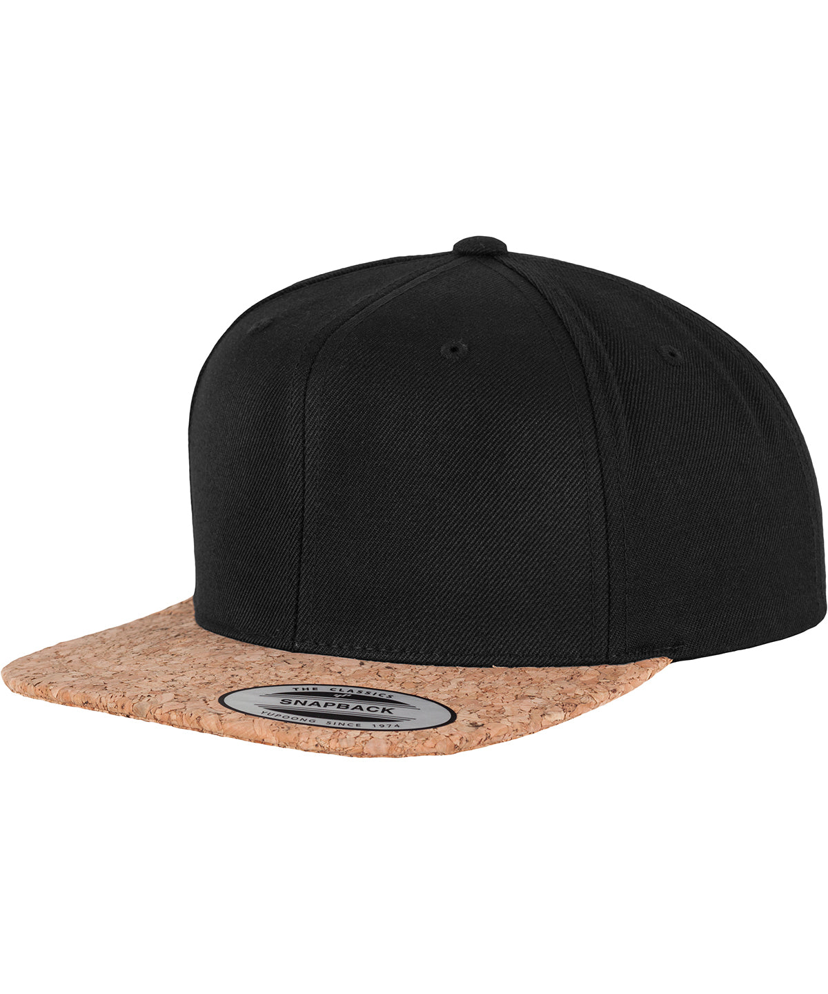 Tryck din logga på Kepsar från Flexfit by Yupoong - Anpassa Snapback i kork i färgen Svart One Size för företag, föreningar och privatpersoner