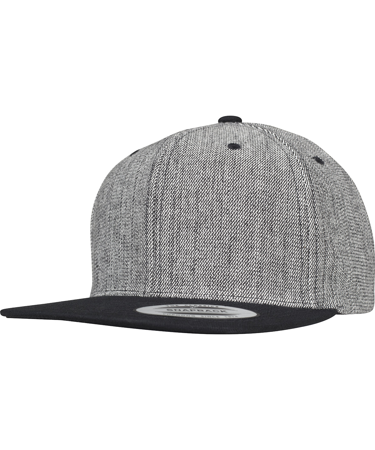 Tryck din logga på Kepsar från Flexfit by Yupoong - Anpassa Melange solid snapback i färgen Mellangrå One Size för företag, föreningar och privatpersoner