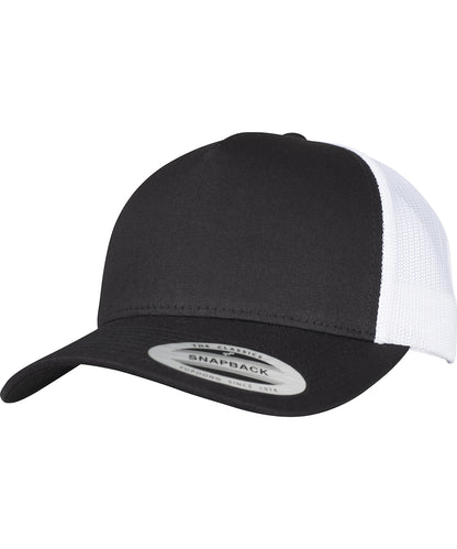 Tryck din logga på Kepsar från Flexfit by Yupoong - Anpassa 5-panel retro trucker 2-tone keps i färgen Svart One Size för företag, föreningar och privatpersoner