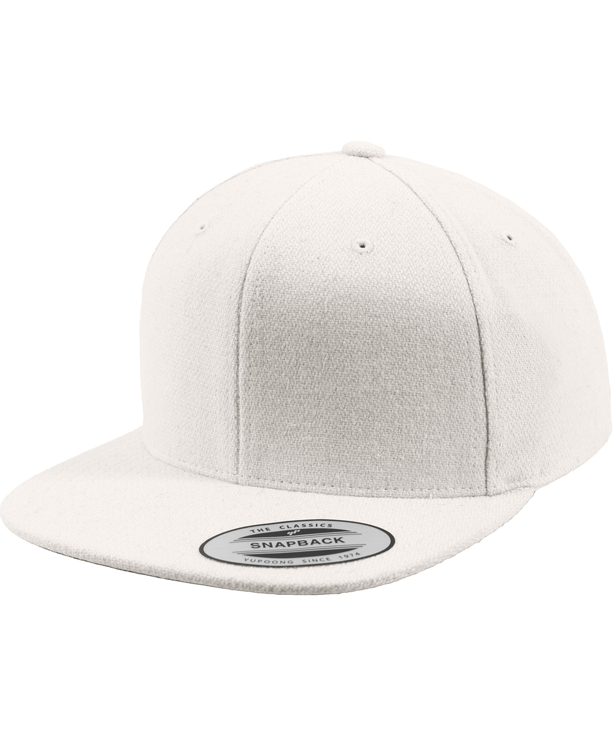 Tryck din logga på Kepsar från Flexfit by Yupoong - Anpassa Snapback i meltonull i färgen Vit One Size för företag, föreningar och privatpersoner